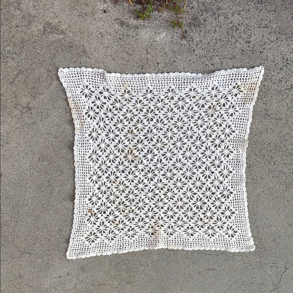 Vintage White Crochet Lace Square